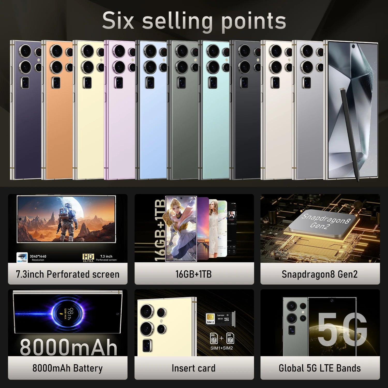 2025 Online Retailer C23 Ultra Mobile Phones Android 6.8 Inch Dual SIM (Nano SIM) Unlock Original 3G/4G/5G/ WIFI 5G Smartphone